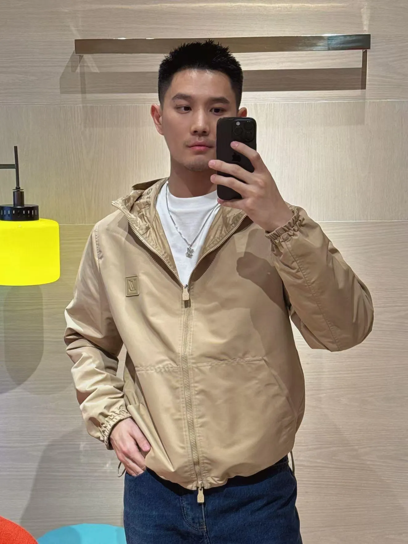 Louis Vuitton/Louis Vuitton leather stamp logo dark pattern jacquard double-sided jacket